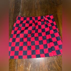 SHEIN Red and Black Checkered Mini Skirt